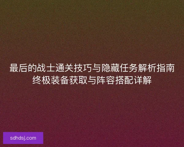 最后的战士通关技巧与隐藏任务解析指南终极装备获取与阵容搭配详解